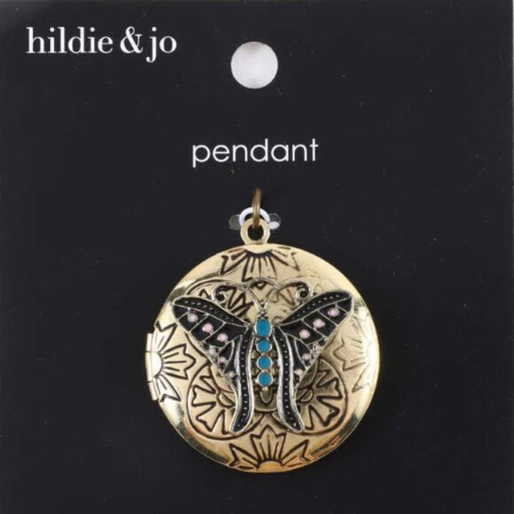 Hildie & Jo Vintage Style Gold Locket With Butterfly Pendant - Picture 1 of 2